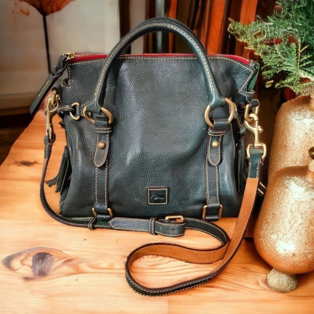 RARE VINTAGE Dooney & Bourke Teal Green Florentine Satchel W/Shoulder Strap